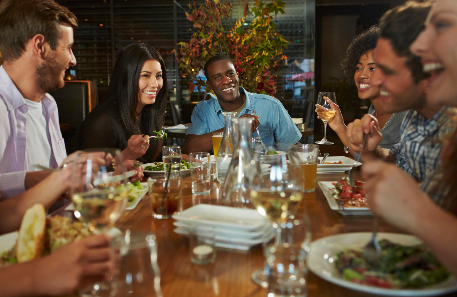 group of friends dining out