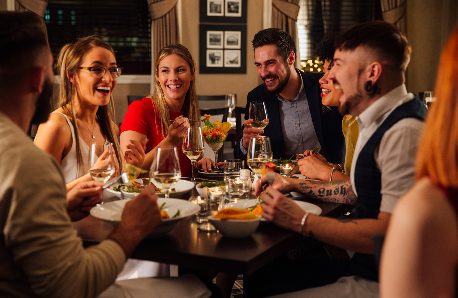 group of friends dining out