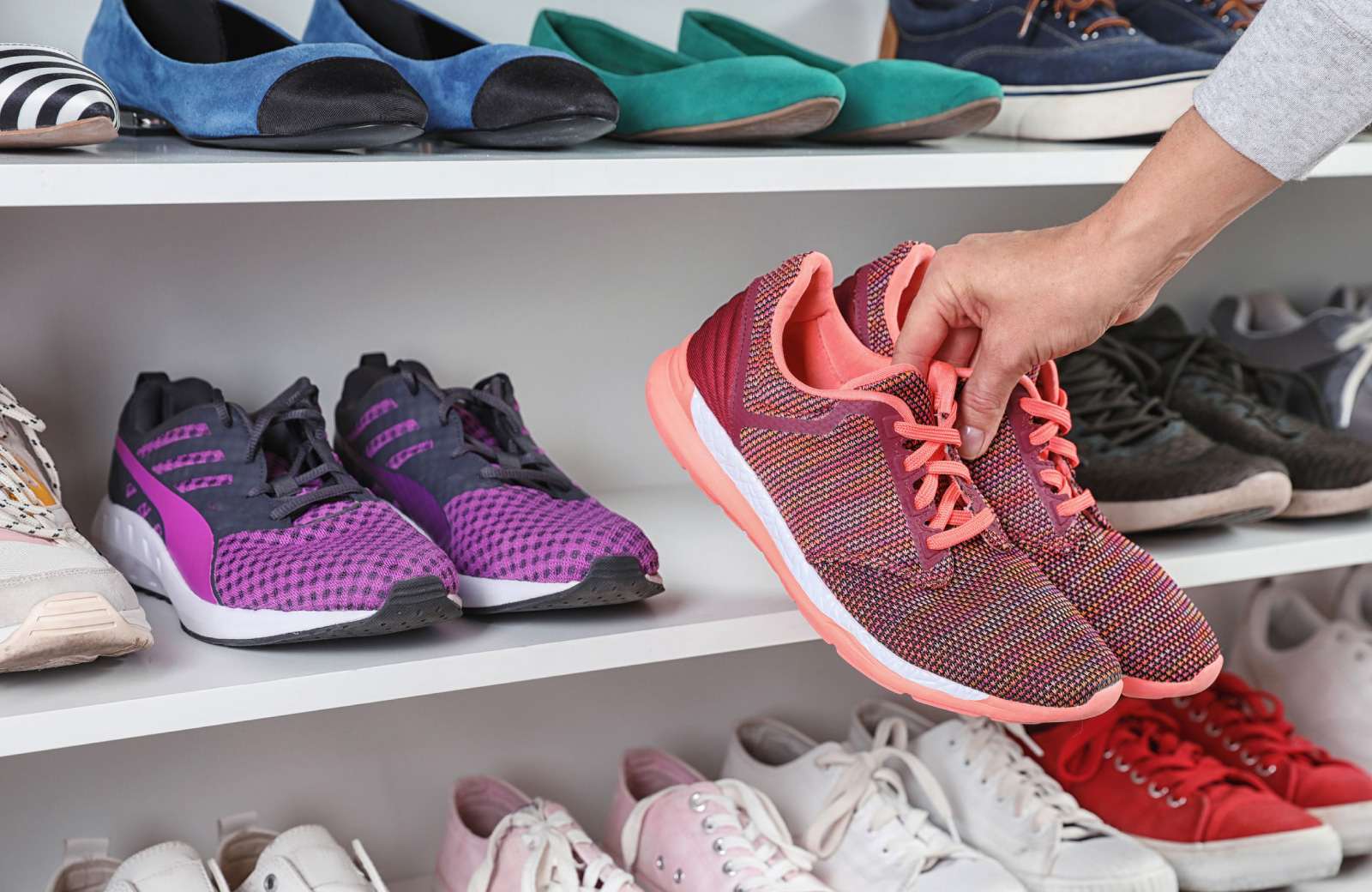 arranging shoes