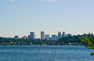waterfront view of Bellevue Downtown City skyline - Hyde Square Apartments