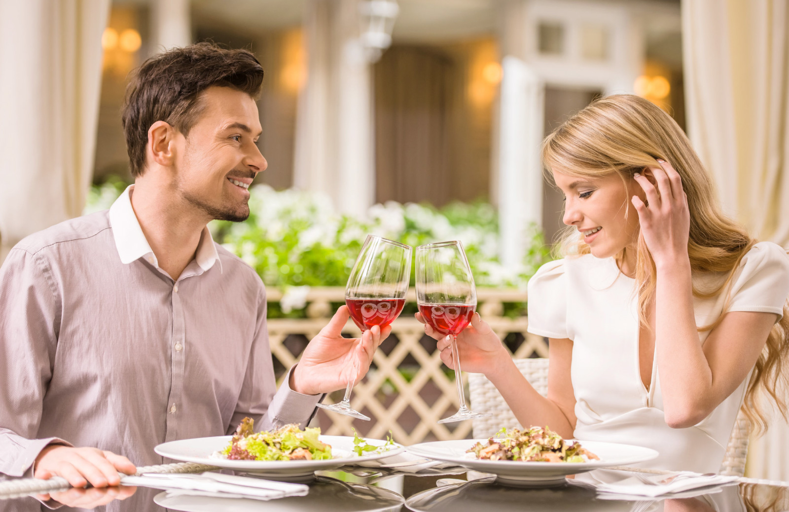 couple toasting with wine