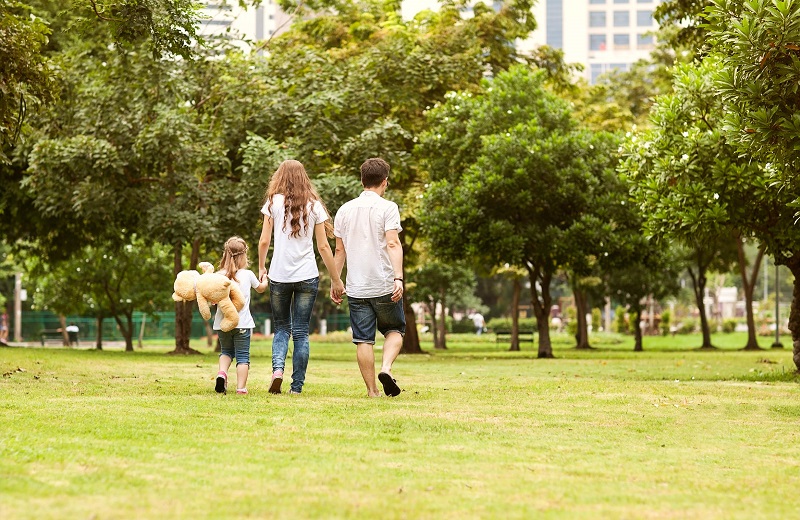 family exploring park in The Madrid neighborhood - Westchester LA