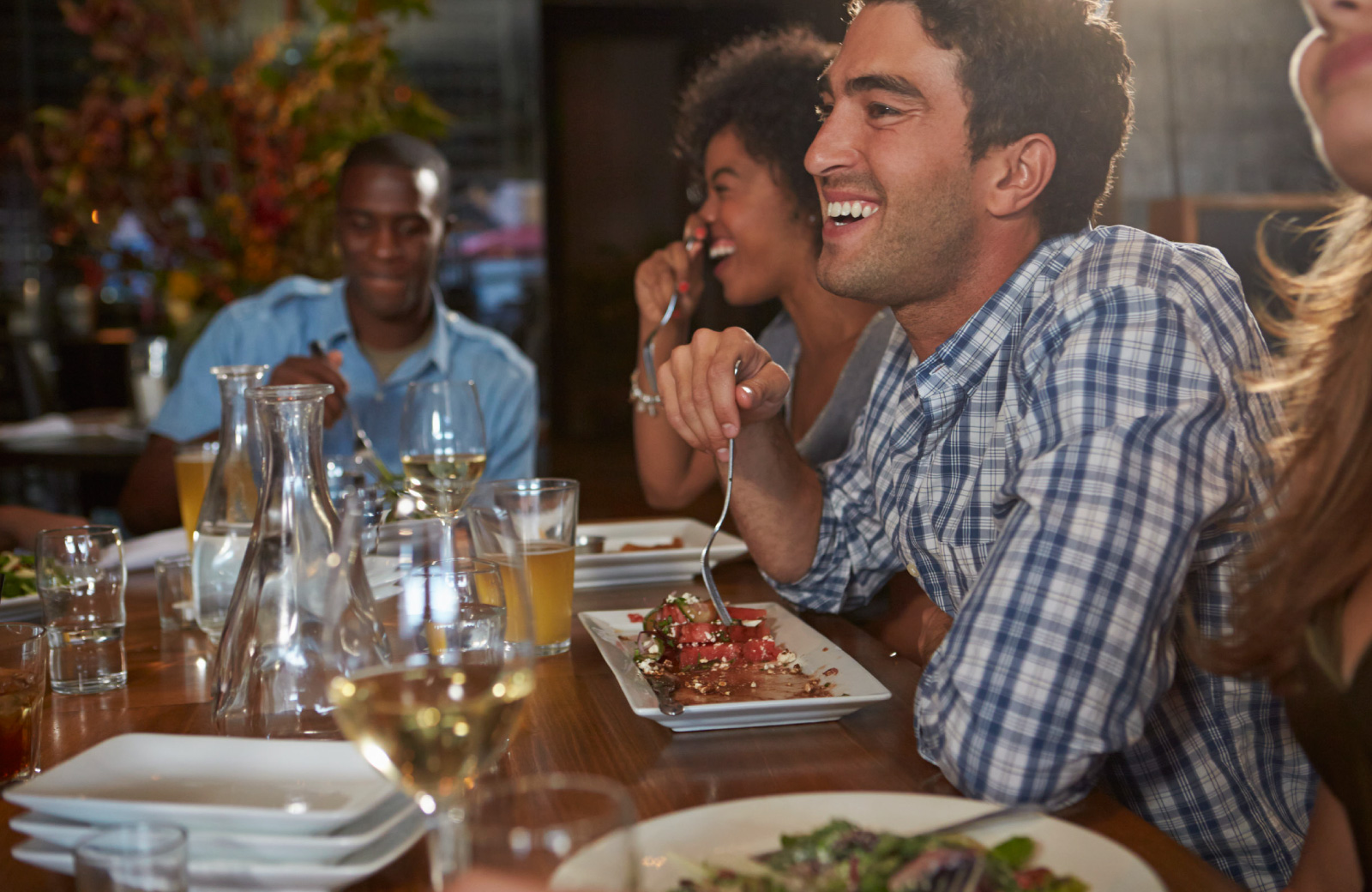 group of friends dining out