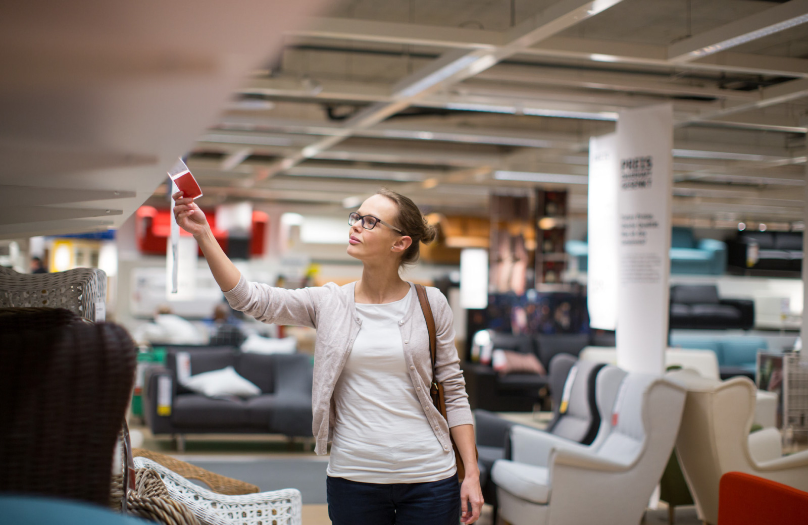 woman in furniture store