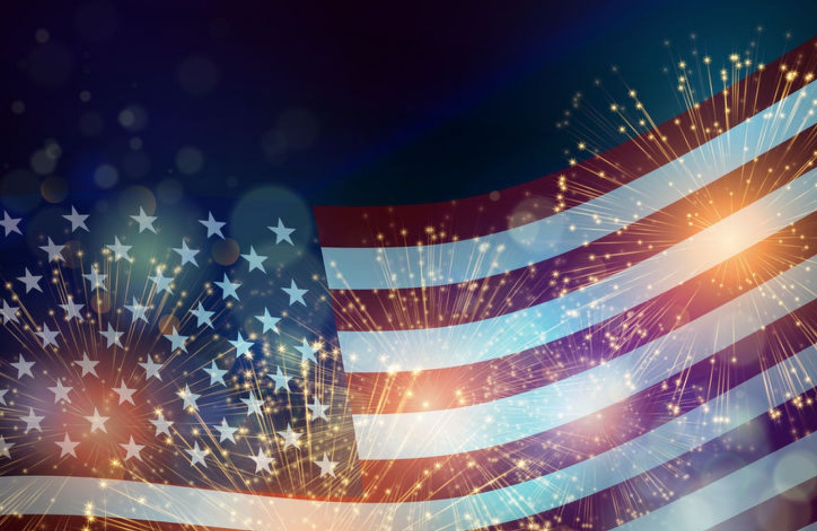 usa flag with fireworks background