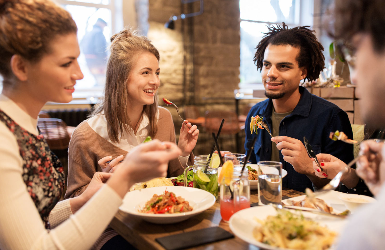 group of friends dining out