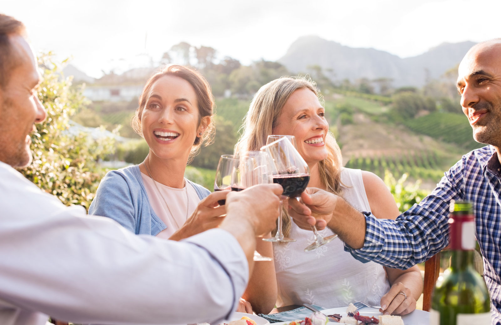 toast with glasses of red wine