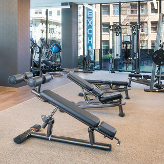 Workout equipment in the Atelier fitness center