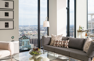 Atelier Penthouse living room with views of LA